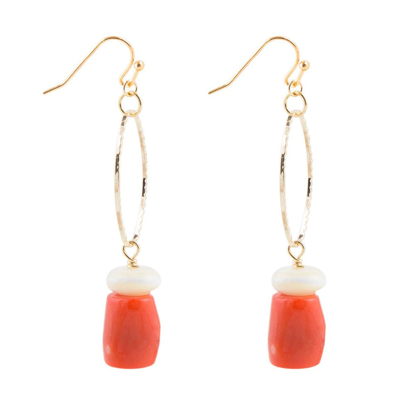 Orange Coral Cream Earrings - Barse Jewelry
