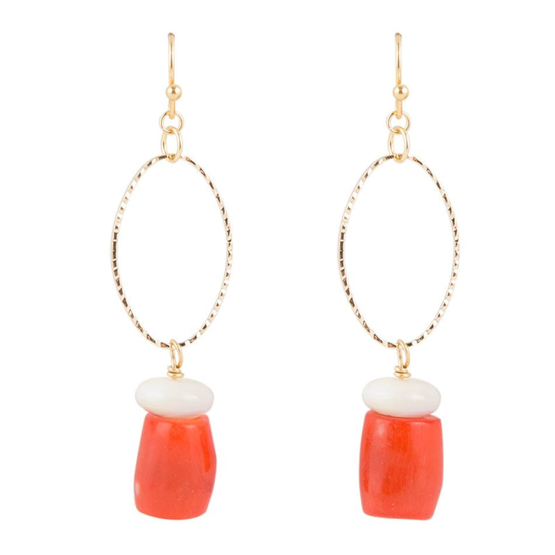 Orange Coral Cream Earrings - Barse Jewelry