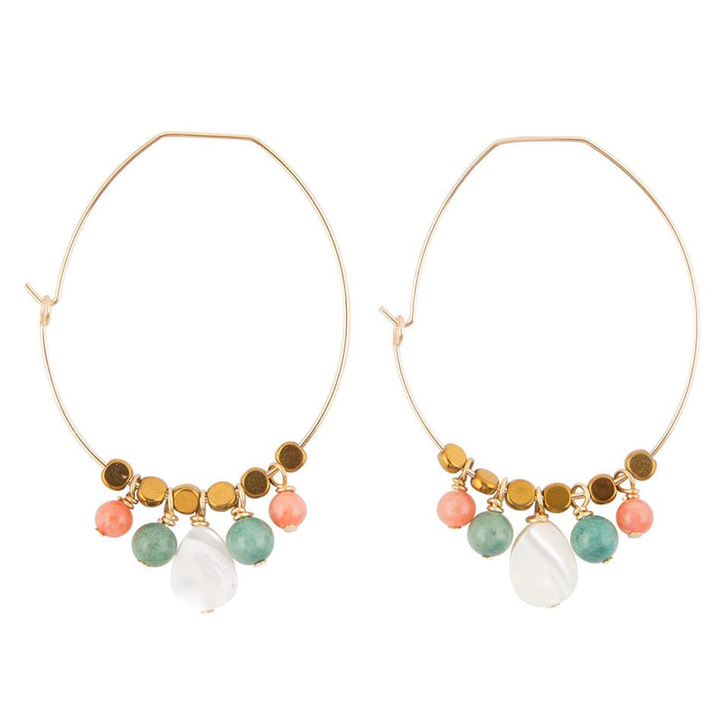 Orange Crush Multi-Stone Hoop Earrings - Barse Jewelry