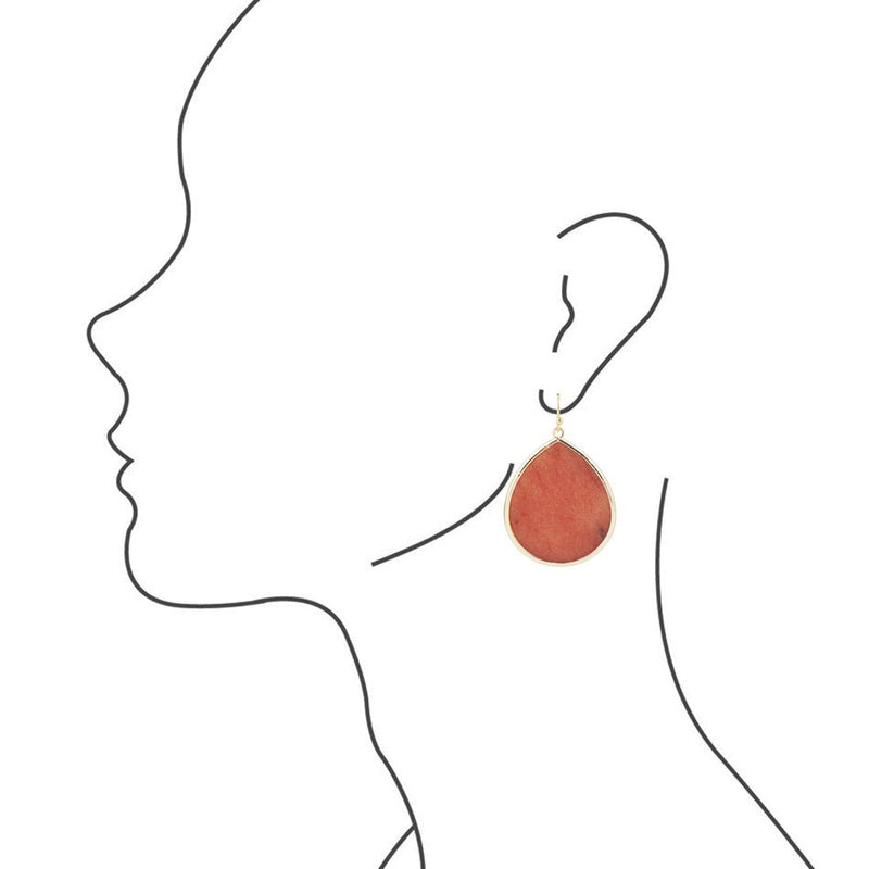 Orange Jade Slab Drop Earrings - Barse Jewelry