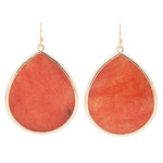 Orange Jade Slab Drop Earrings - Barse Jewelry