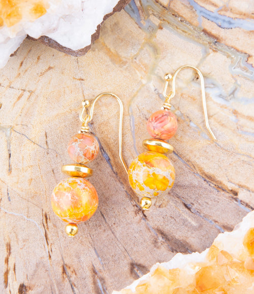 Orange Jasper Drop Earrings - Barse Jewelry