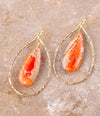 Orange Jasper Teardrop Statement Earring - Barse Jewelry