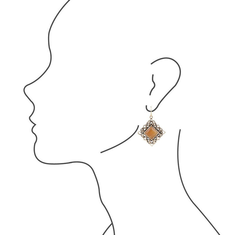 Orange Quartz and Bronze Diamond Earrings - Barse Jewelry