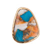 Orange Spiny Oyster and Turquoise Matrix Abstract Ring - Barse Jewelry
