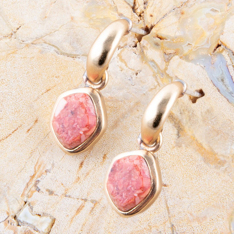 Orange Sponge Coral and Bronze Half Hoop - Barse Jewelry