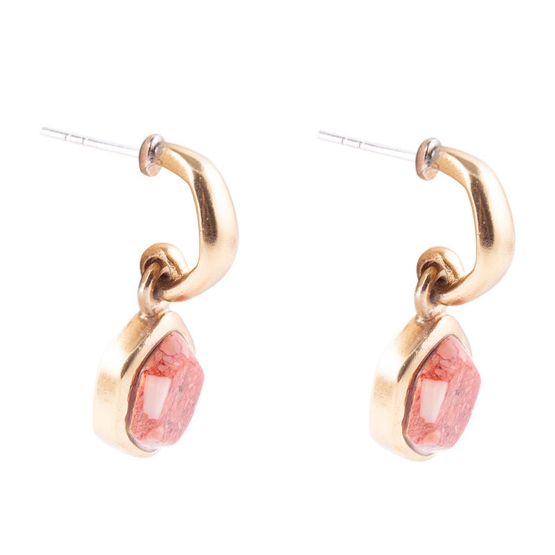 Orange Sponge Coral and Bronze Half Hoop - Barse Jewelry