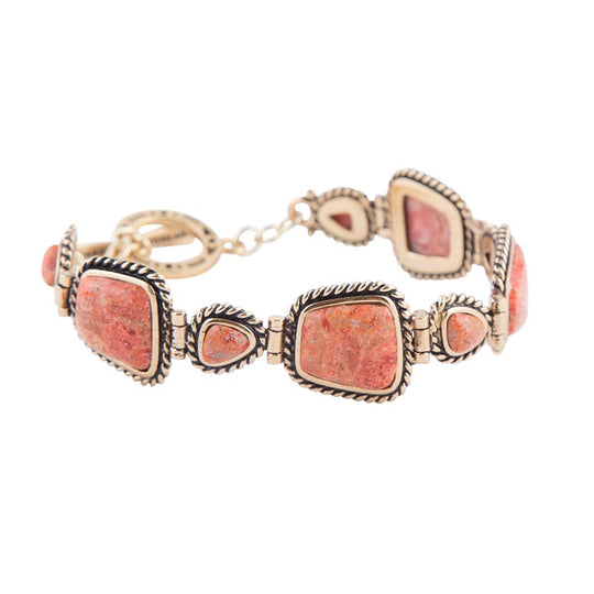 Orange Sponge Coral and Golden Toggle Bracelet