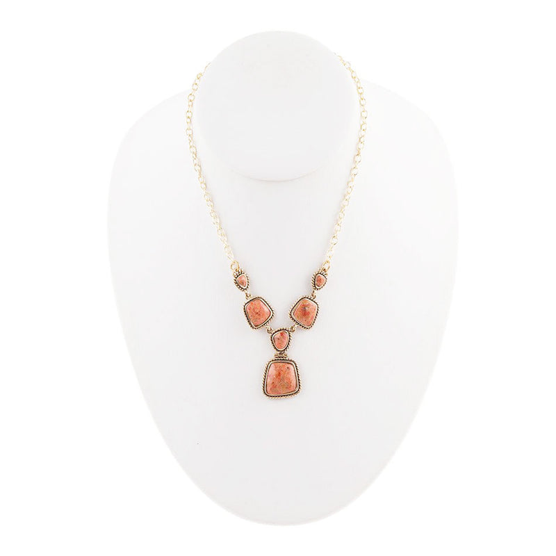 Orange Sponge Coral Braided Bronze Necklace