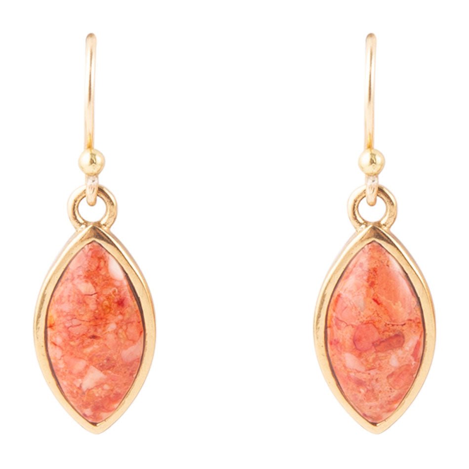 Orange Sponge Coral Drop Earring - Barse Jewelry