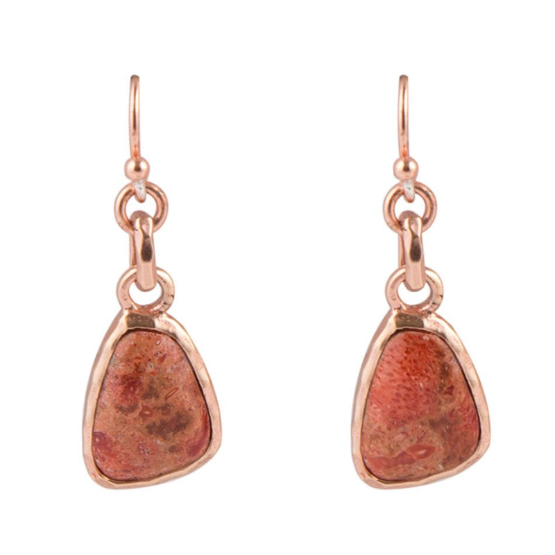 Orange Sponge Coral Earrings - Copper - Barse Jewelry