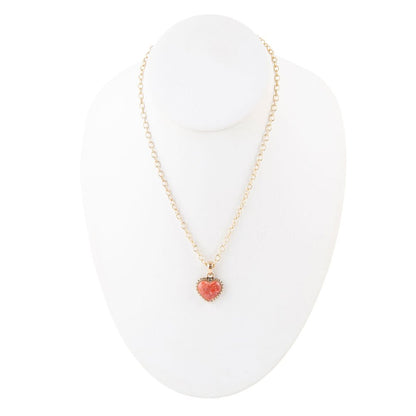 Orange Sponge Coral Heart Pendant and Bronze Necklace - Barse Jewelry