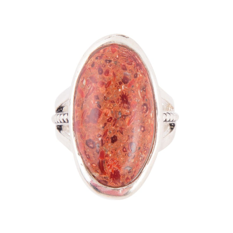 Orange Sponge Coral Oval Ring - Barse Jewelry