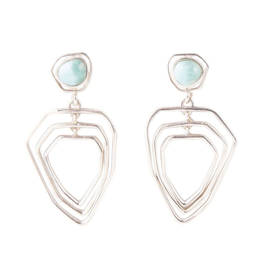 Organic Drop Blue Larimar and Sterling Silver Earrings