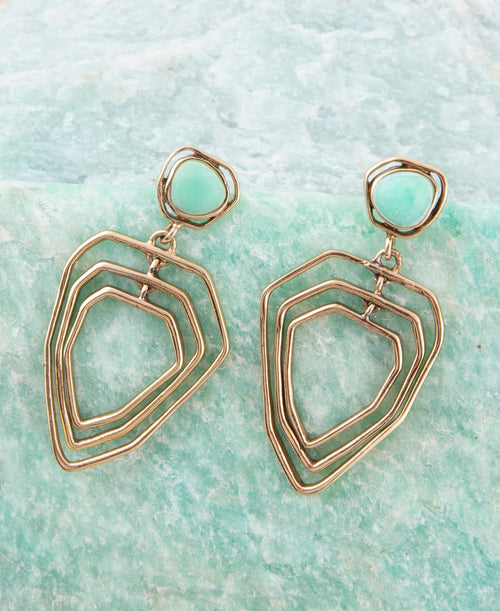 Organic Green Chrysophase and Golden Bronze Drop Earrings - Barse Jewelry