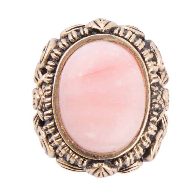 Ornate Floral Pink Opal and Bronze Ring - Barse Jewelry