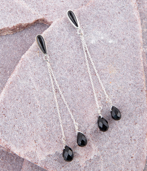 Palios Black Onyx Cascade Post Earrings - Barse Jewelry