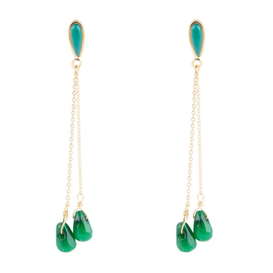 Palios Green Onyx Cascade Post Earrings