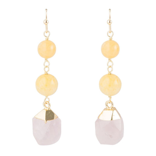 Peaceful Pastel Drop Earrings - Pink & Yellow