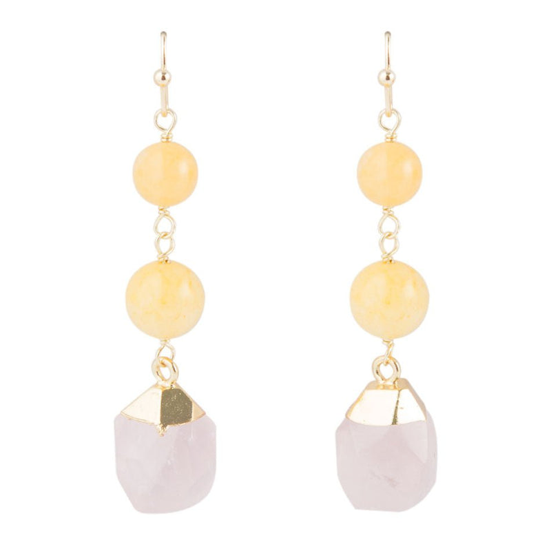 Peaceful Pastel Drop Earrings - Pink & Yellow - Barse Jewelry