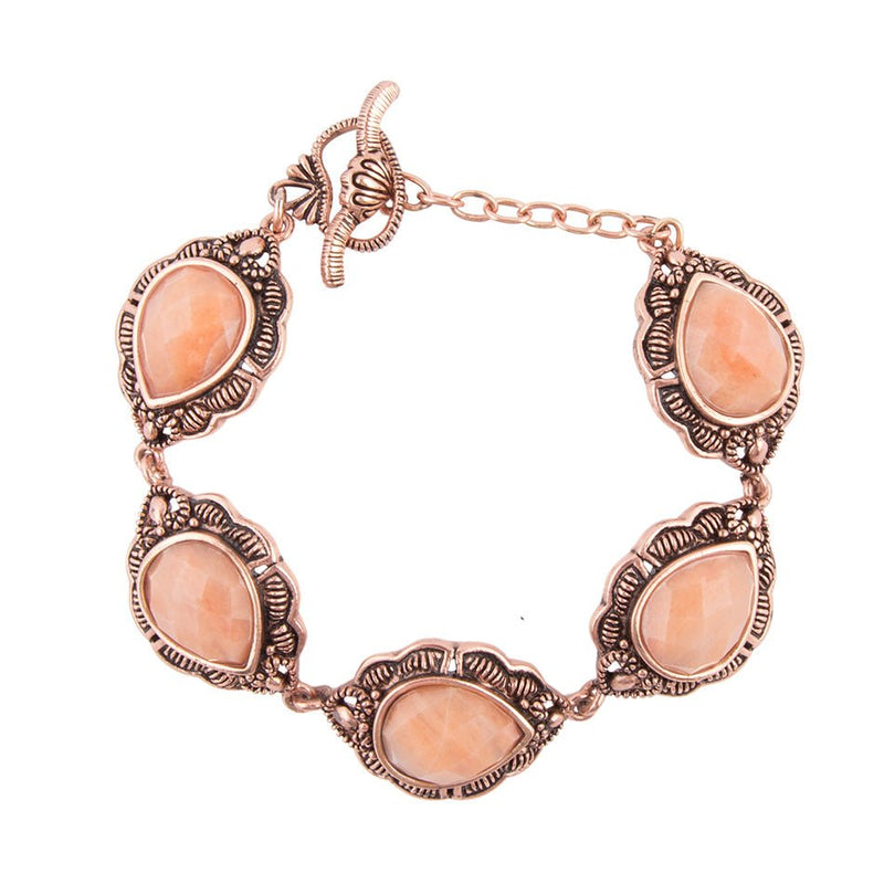 Peach Aventurine and Toggle Copper Bracelet - Barse Jewelry