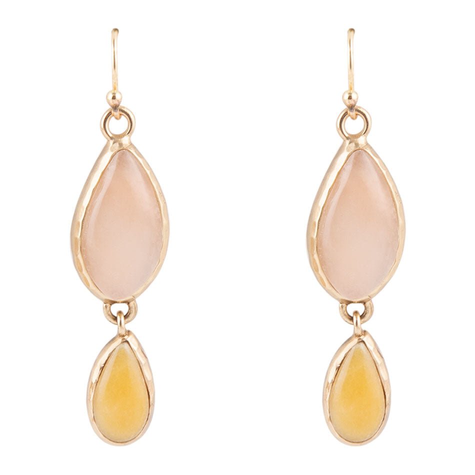 Peach Aventurine and Yellow Jade Drop Earrings - Barse Jewelry