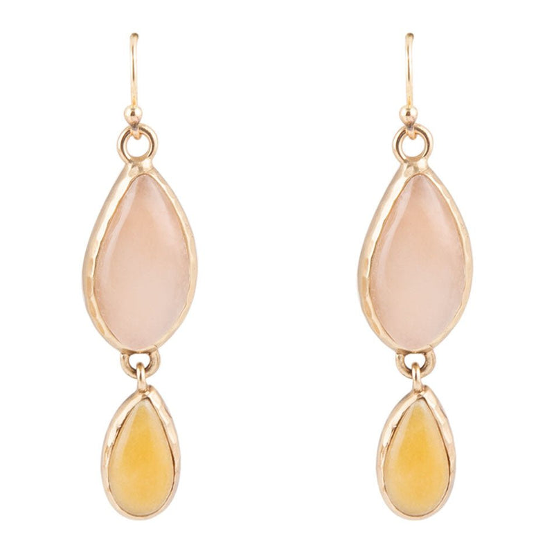 Peach Aventurine and Yellow Jade Drop Earrings - Barse Jewelry
