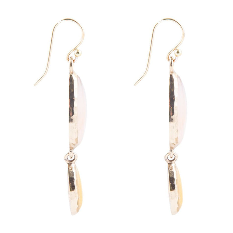 Peach Aventurine and Yellow Jade Drop Earrings - Barse Jewelry