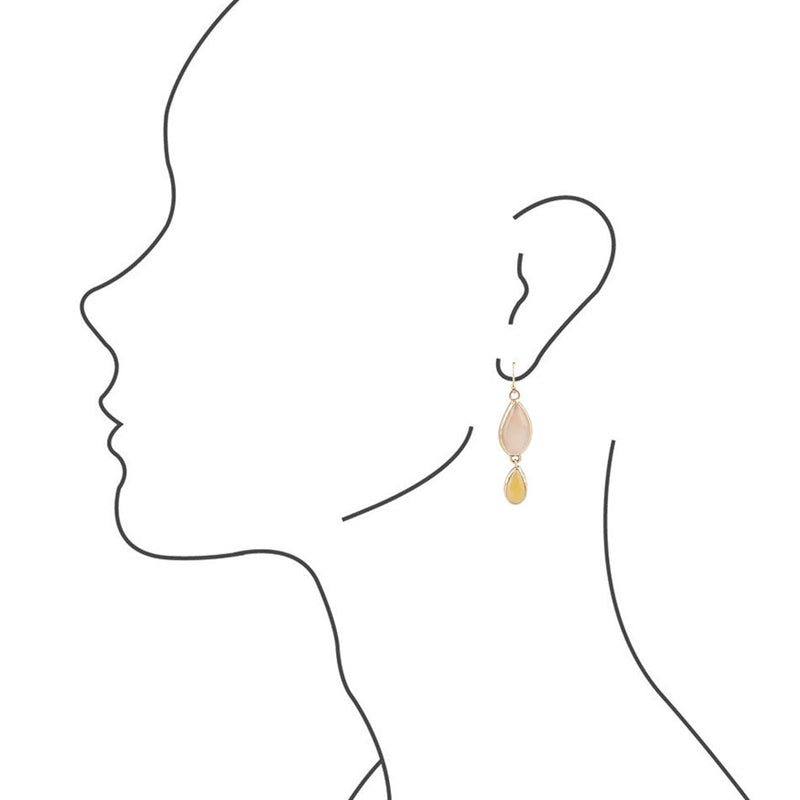 Peach Aventurine and Yellow Jade Drop Earrings - Barse Jewelry