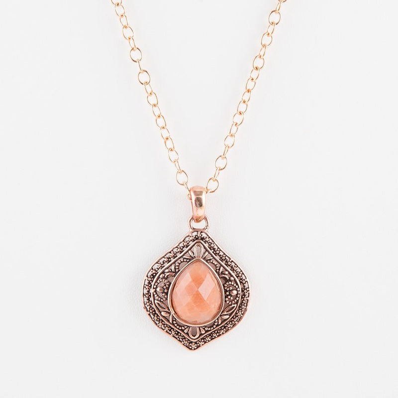 Peach Aventurine Pendant and Copper Necklace - Barse Jewelry