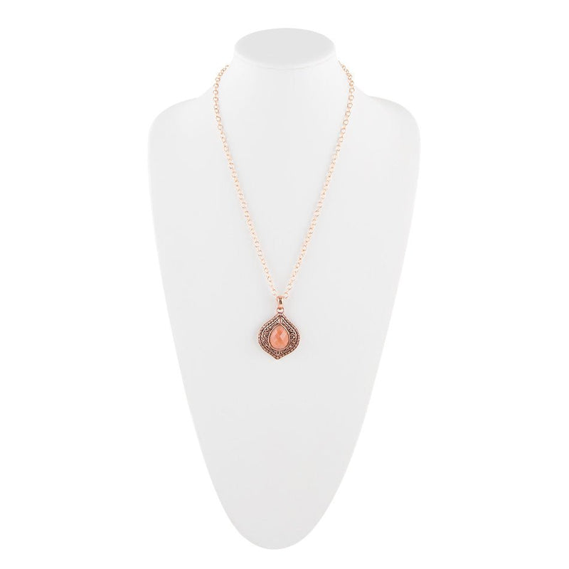Peach Aventurine Pendant and Copper Necklace - Barse Jewelry