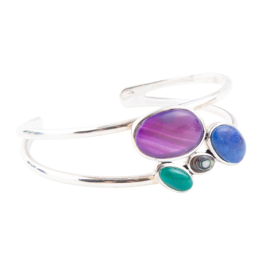 Peacock Multi-Stone and Sterling Silver Cuff Bracelet - Barse Jewelry