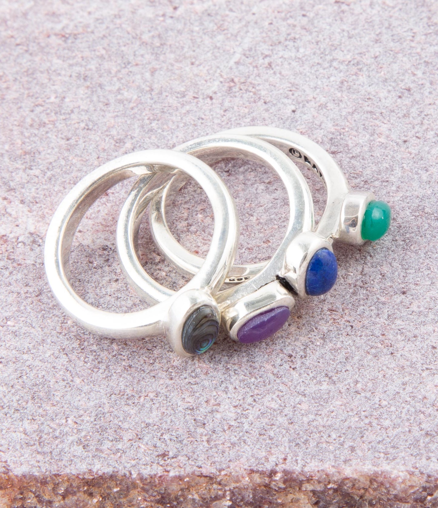Peacock Multi-Stone and Sterling Silver Ring Set - Barse Jewelry