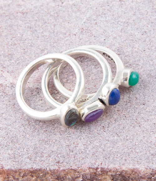 Peacock Multi-Stone and Sterling Silver Ring Set - Barse Jewelry