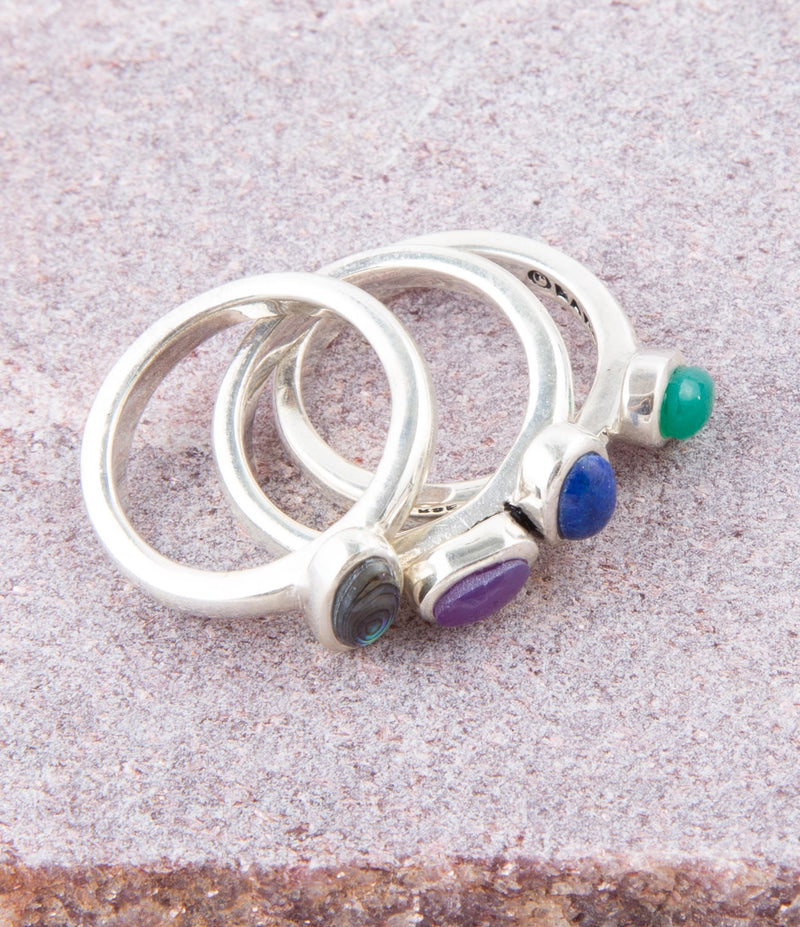 Peacock Multi-Stone and Sterling Silver Ring Set - Barse Jewelry