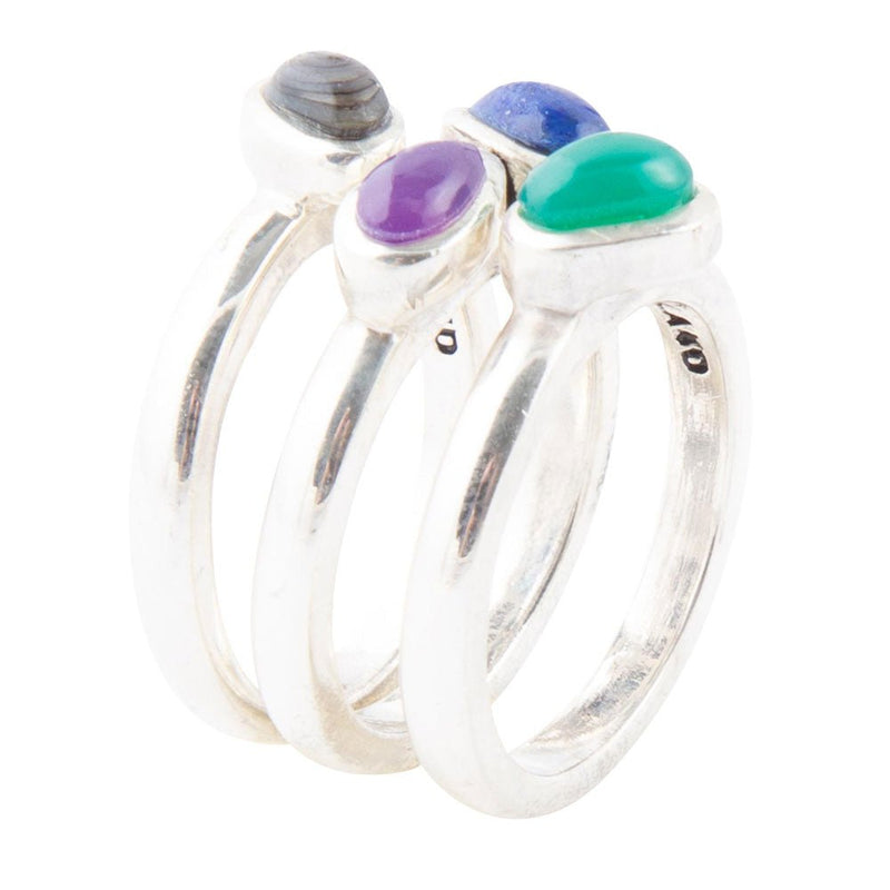 Peacock Multi-Stone and Sterling Silver Ring Set - Barse Jewelry