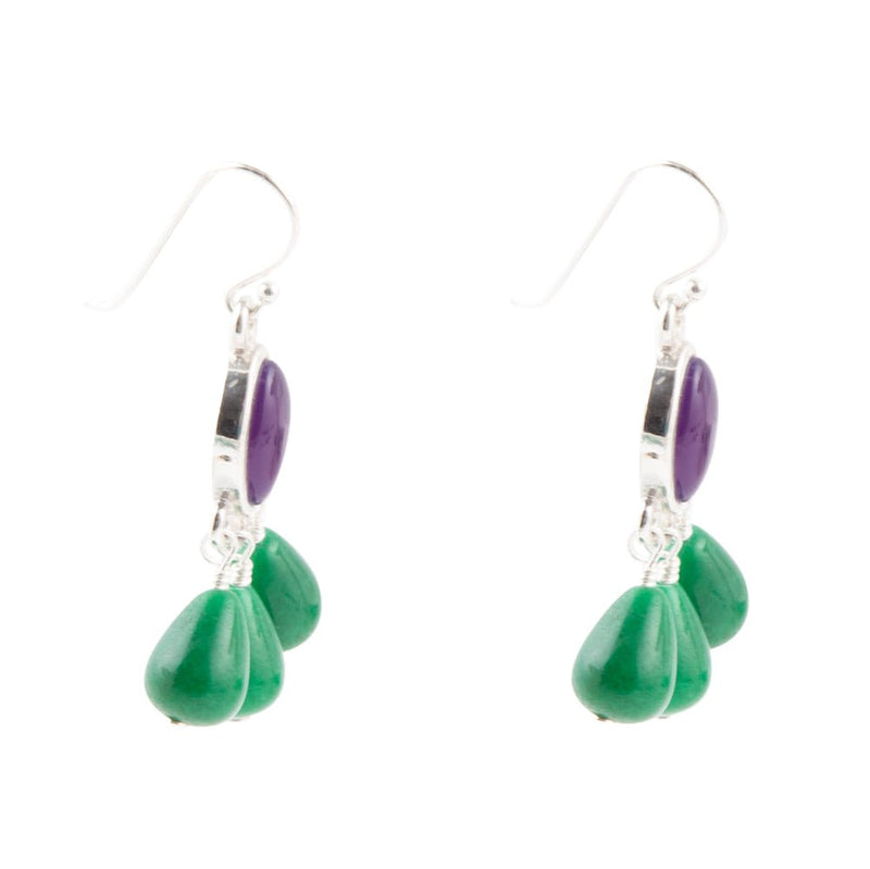 Peacock Purple Agate Drop Earrings - Barse Jewelry