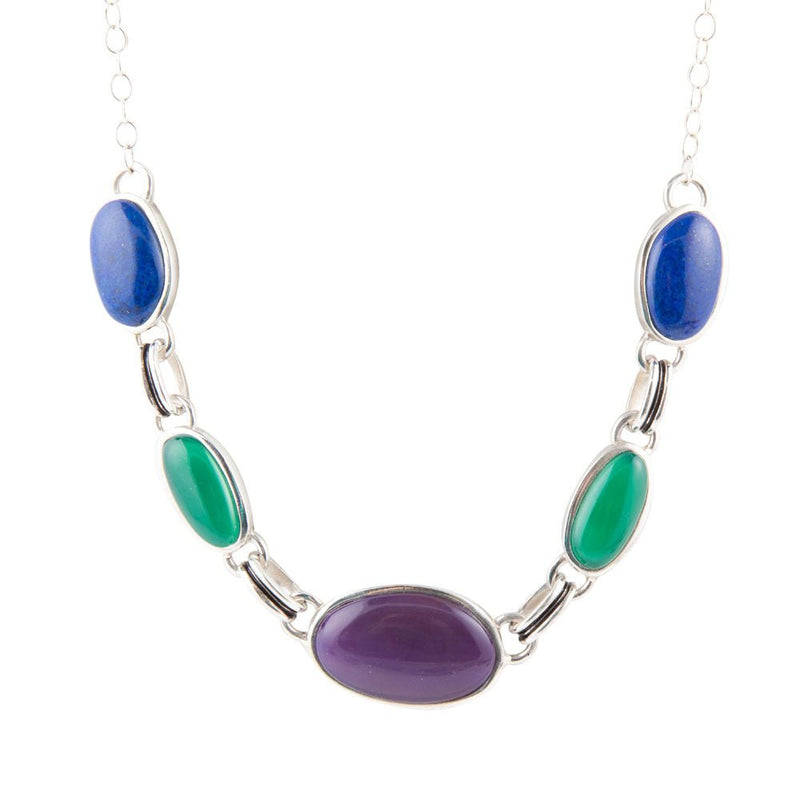 Peacock Purple Agate Multistone Necklace - Barse Jewelry