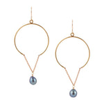 Pearl And Chain Earring - Bronze - Barse Jewelry