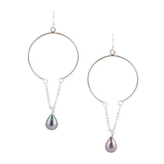 Pearl and Sterling Silver Chain Earrings