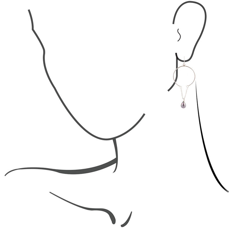 Pearl And Chain Earring - Sterling Silver - Barse Jewelry