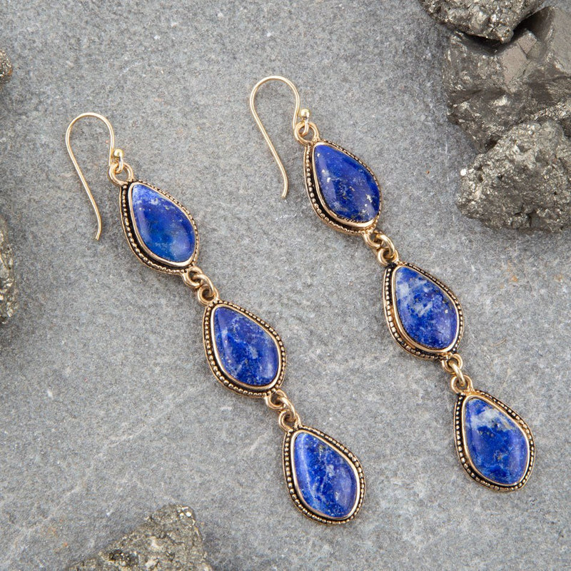 Persian Blue Lapis Drop Earrings - Barse Jewelry
