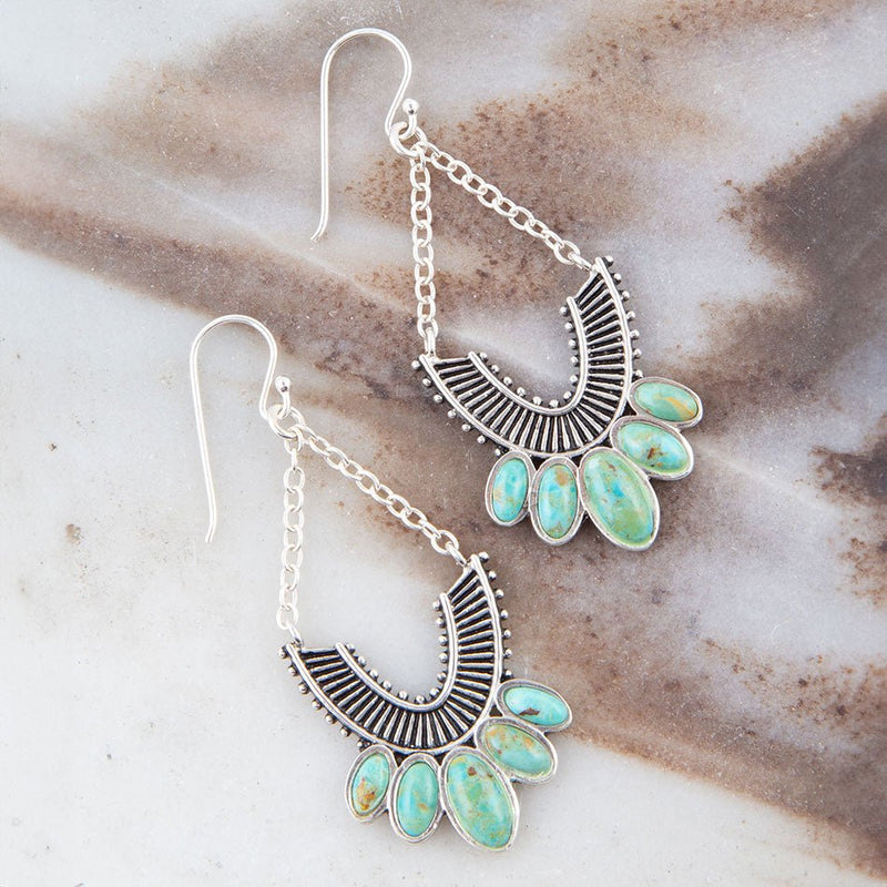 Phantom Turquoise and Sterling Silver Chandelier Earrings - Barse Jewelry