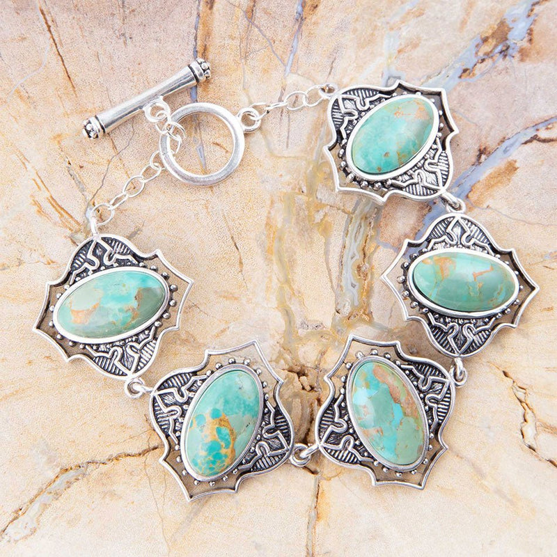 Phantom Turquoise and Sterling Silver Toggle Bracelet - Barse Jewelry