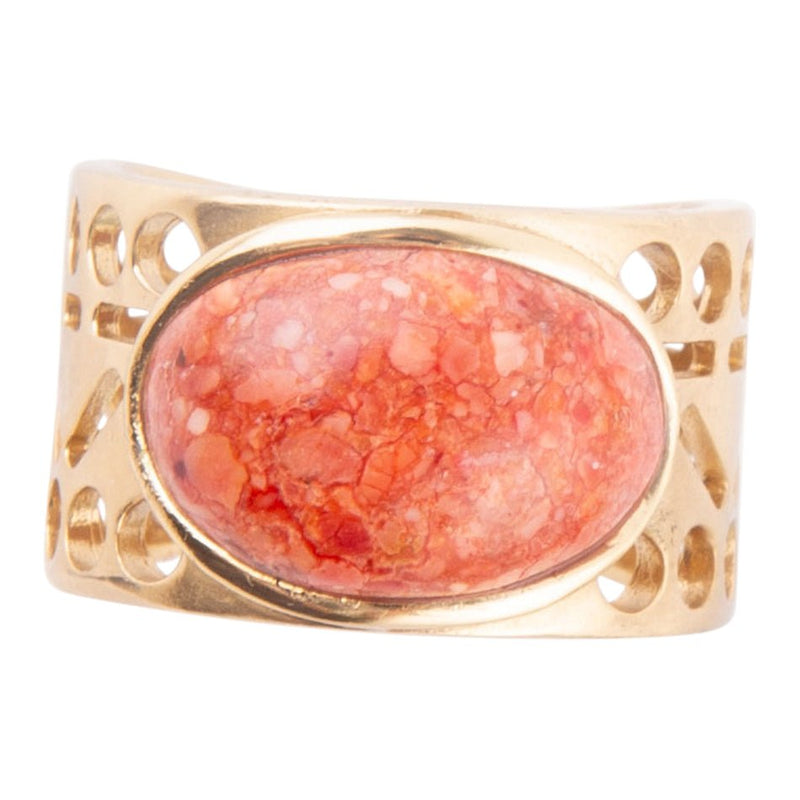 Pharoah Orange Sponge Coral and Bronze Ring - Barse Jewelry