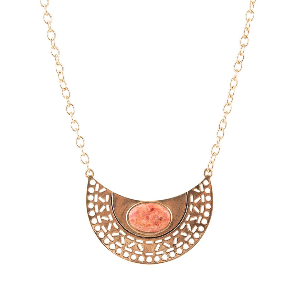 Pharoah Orange Sponge Coral Pendant and Bronze Necklace - Barse Jewelry