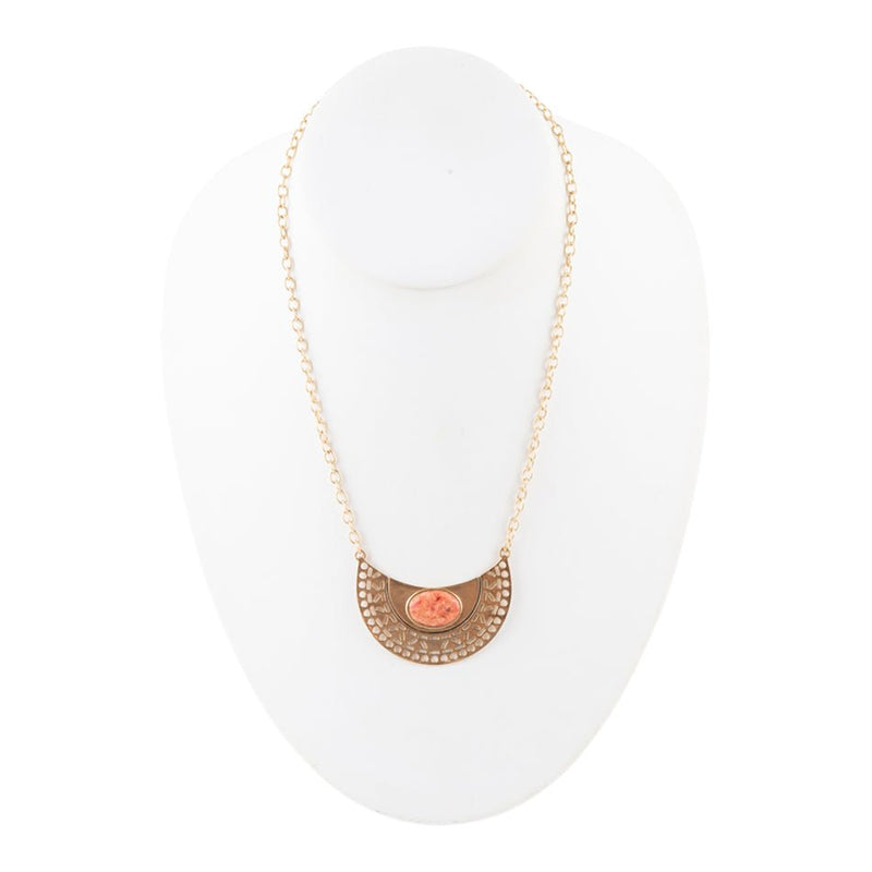 Pharoah Orange Sponge Coral Pendant and Bronze Necklace - Barse Jewelry