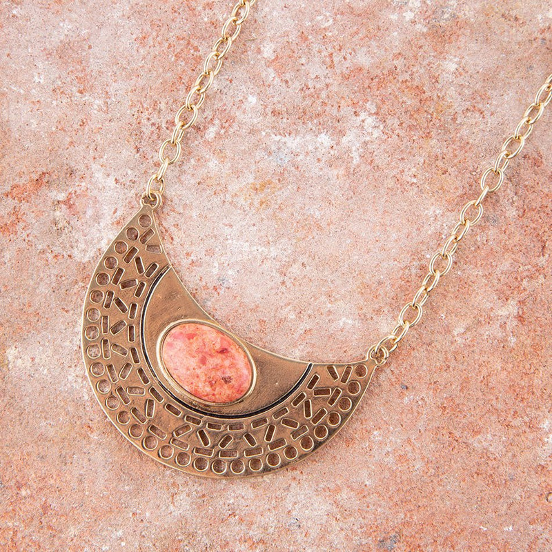 Pharoah Orange Sponge Coral Pendant and Bronze Necklace - Barse Jewelry