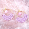 Pink Lilac Jade and Golden Woven Earrings - Barse Jewelry