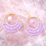 Pink Lilac Jade and Golden Woven Earrings - Barse Jewelry